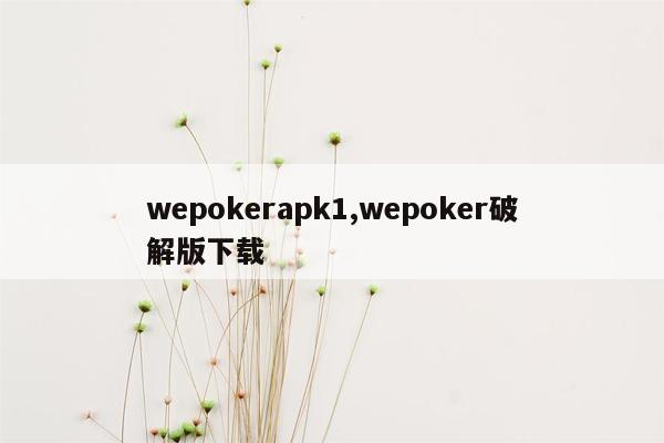 wepokerapk1,wepoker破解版下载