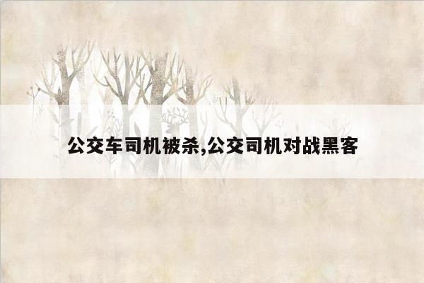 公交车司机被杀,公交司机对战黑客