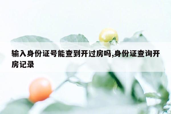 输入身份证号能查到开过房吗,身份证查询开房记录