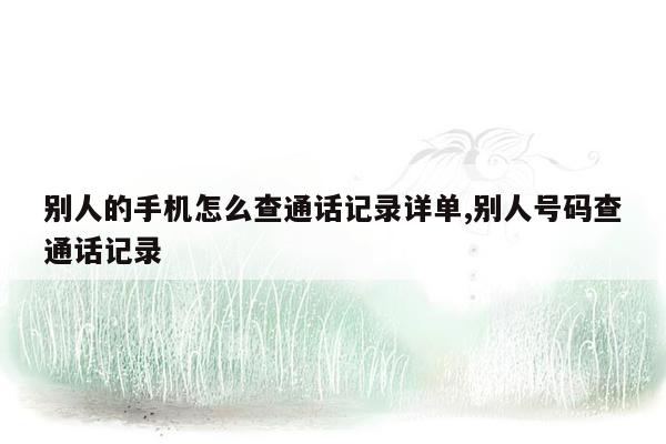 别人的手机怎么查通话记录详单,别人号码查通话记录