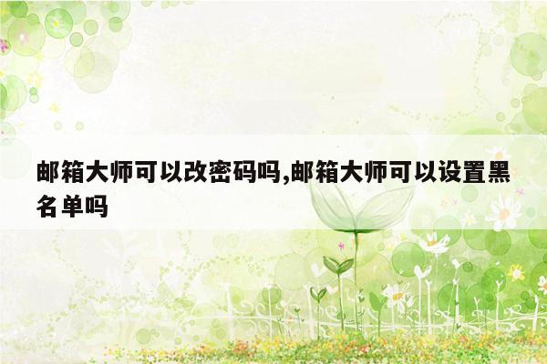 邮箱大师可以改密码吗,邮箱大师可以设置黑名单吗