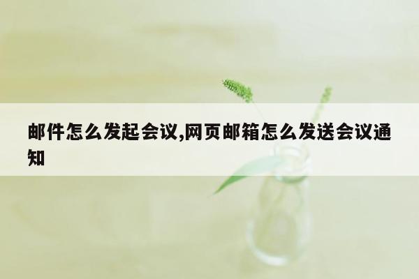 邮件怎么发起会议,网页邮箱怎么发送会议通知