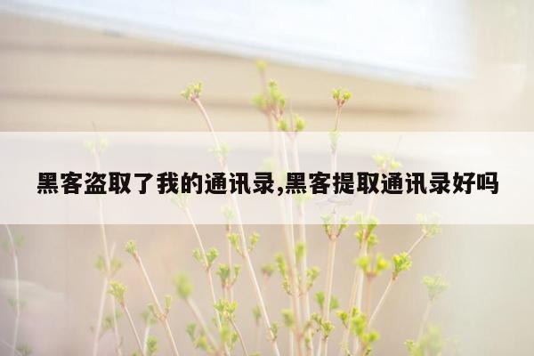 黑客盗取了我的通讯录,黑客提取通讯录好吗