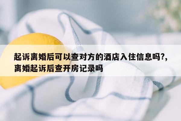 起诉离婚后可以查对方的酒店入住信息吗?,离婚起诉后查开房记录吗