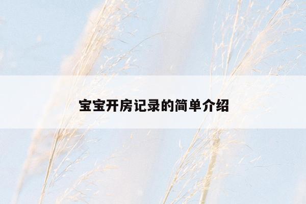 宝宝开房记录的简单介绍