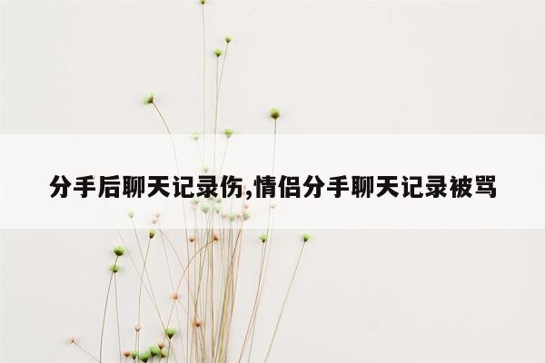 分手后聊天记录伤,情侣分手聊天记录被骂