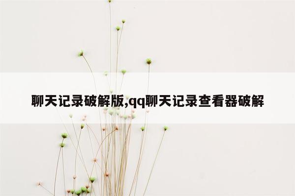 聊天记录破解版,qq聊天记录查看器破解