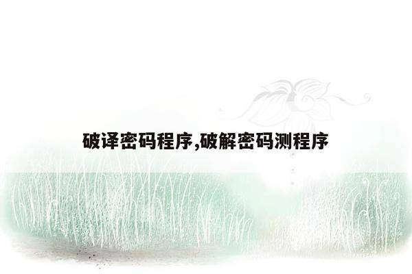 破译密码程序,破解密码测程序